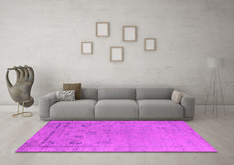 Machine Washable Oriental Pink Industrial Rug in a Living Room, wshurb2560pnk