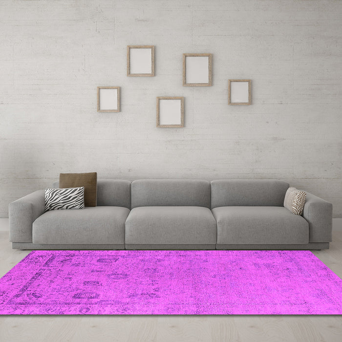 Machine Washable Oriental Pink Industrial Rug in a Living Room, wshurb2560pnk