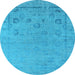 Round Oriental Light Blue Industrial Rug, urb2560lblu