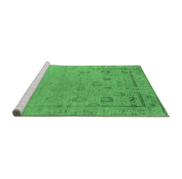 Sideview of Machine Washable Oriental Emerald Green Industrial Area Rugs, wshurb2560emgrn