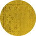 Round Oriental Yellow Industrial Rug, urb2560yw