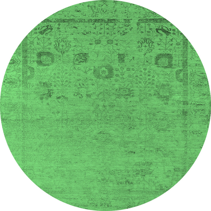 Round Oriental Emerald Green Industrial Rug, urb2560emgrn