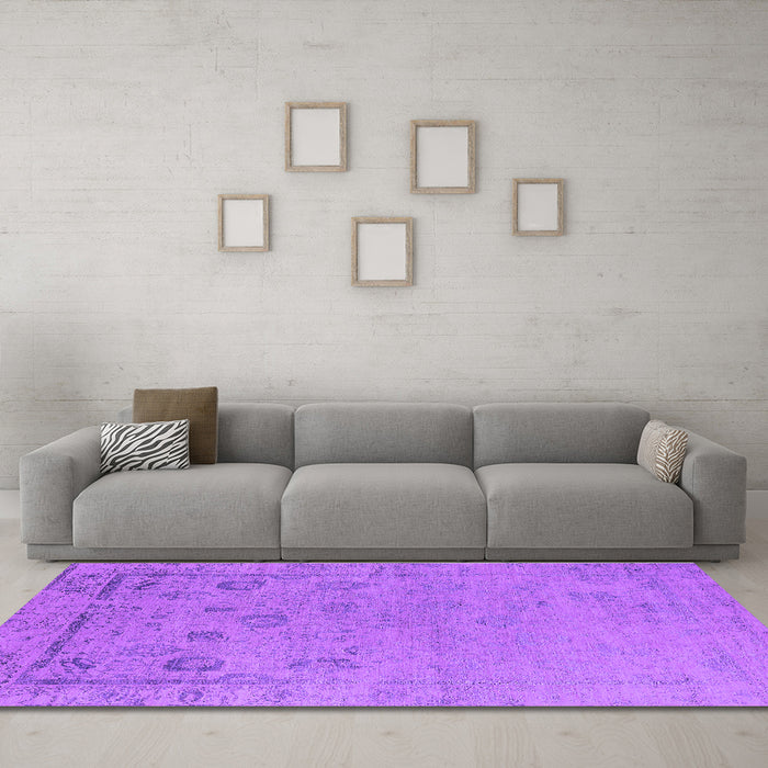 Machine Washable Oriental Purple Industrial Area Rugs in a Living Room, wshurb2560pur