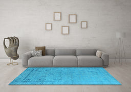 Machine Washable Oriental Light Blue Industrial Rug in a Living Room, wshurb2560lblu