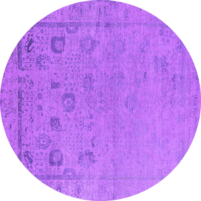 Round Machine Washable Oriental Purple Industrial Area Rugs, wshurb2560pur