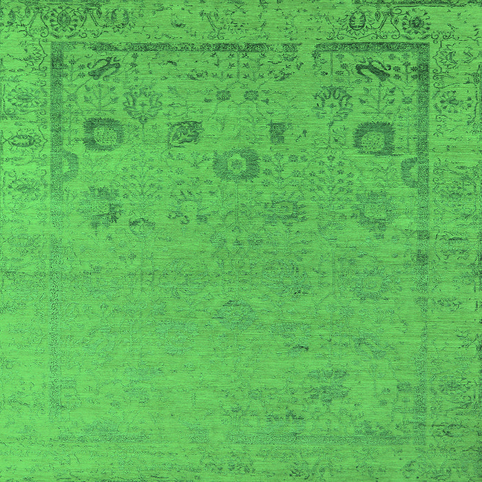 Square Machine Washable Oriental Green Industrial Area Rugs, wshurb2560grn