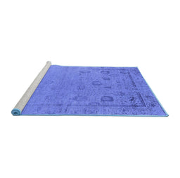 Sideview of Machine Washable Oriental Blue Industrial Rug, wshurb2560blu