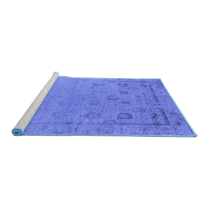 Sideview of Machine Washable Oriental Blue Industrial Rug, wshurb2560blu