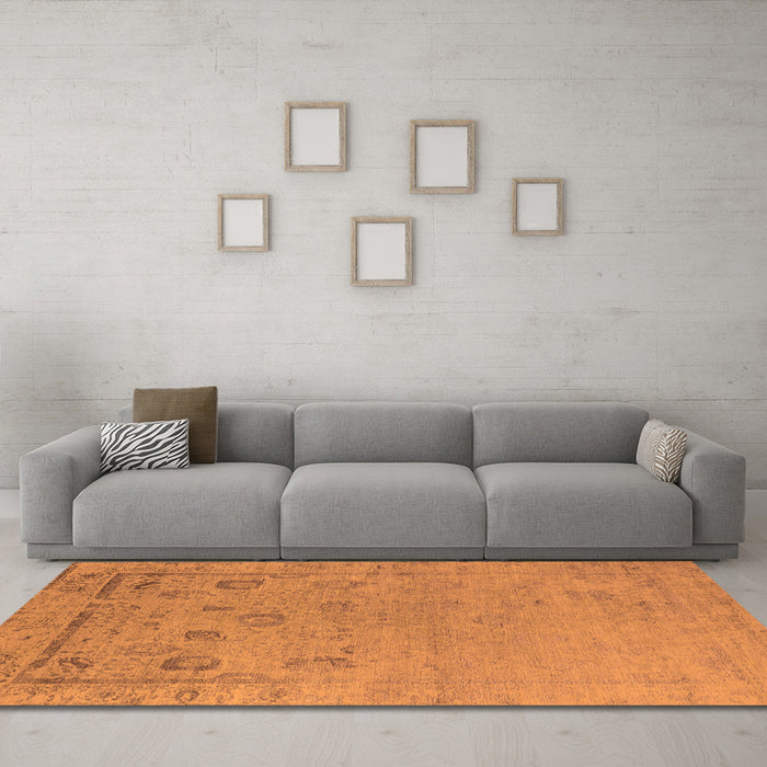 Machine Washable Oriental Orange Industrial Area Rugs in a Living Room, wshurb2560org