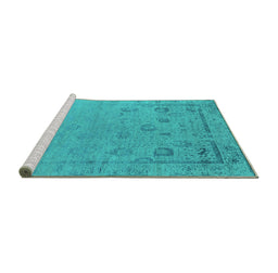 Sideview of Machine Washable Oriental Turquoise Industrial Area Rugs, wshurb2560turq