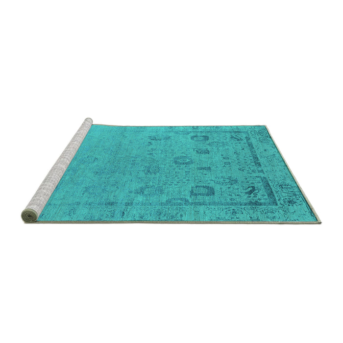 Sideview of Machine Washable Oriental Turquoise Industrial Area Rugs, wshurb2560turq