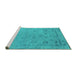 Sideview of Machine Washable Oriental Turquoise Industrial Area Rugs, wshurb2560turq