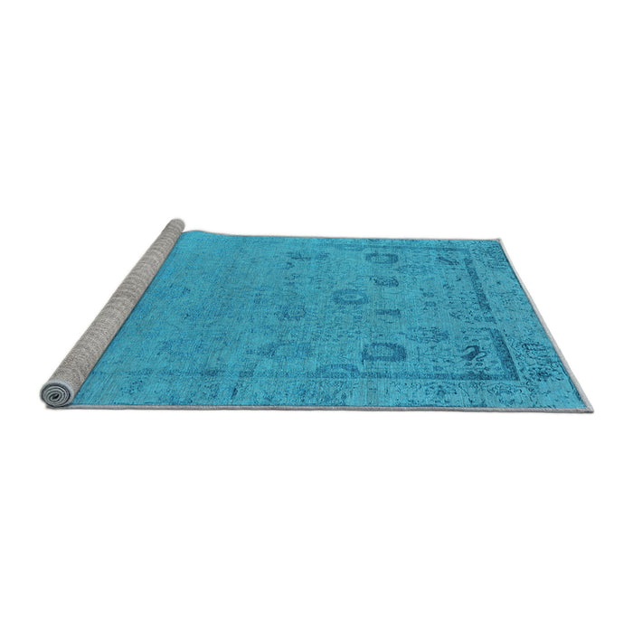 Sideview of Machine Washable Oriental Light Blue Industrial Rug, wshurb2560lblu