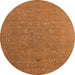 Round Machine Washable Oriental Orange Industrial Area Rugs, wshurb2561org