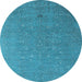 Round Oriental Light Blue Industrial Rug, urb2561lblu