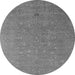 Round Machine Washable Oriental Gray Industrial Rug, wshurb2561gry