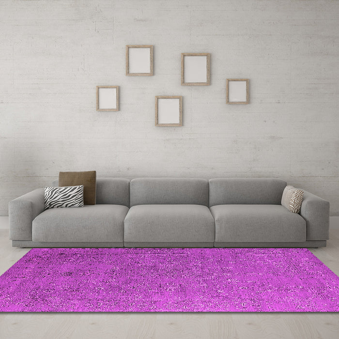 Machine Washable Oriental Pink Industrial Rug in a Living Room, wshurb2561pnk