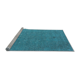 Sideview of Machine Washable Oriental Light Blue Industrial Rug, wshurb2561lblu