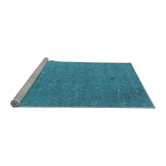 Sideview of Machine Washable Oriental Light Blue Industrial Rug, wshurb2561lblu