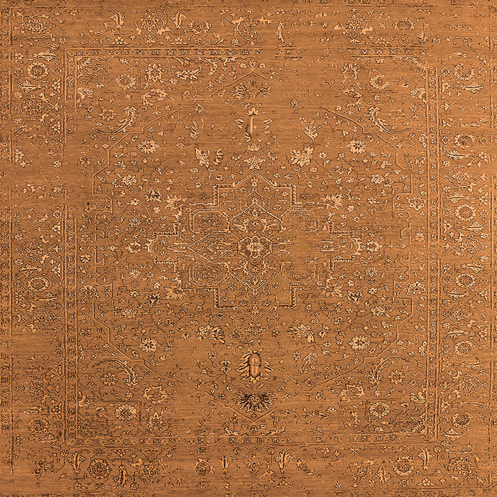 Square Machine Washable Oriental Orange Industrial Area Rugs, wshurb2561org