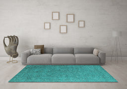 Machine Washable Oriental Turquoise Industrial Area Rugs in a Living Room,, wshurb2561turq