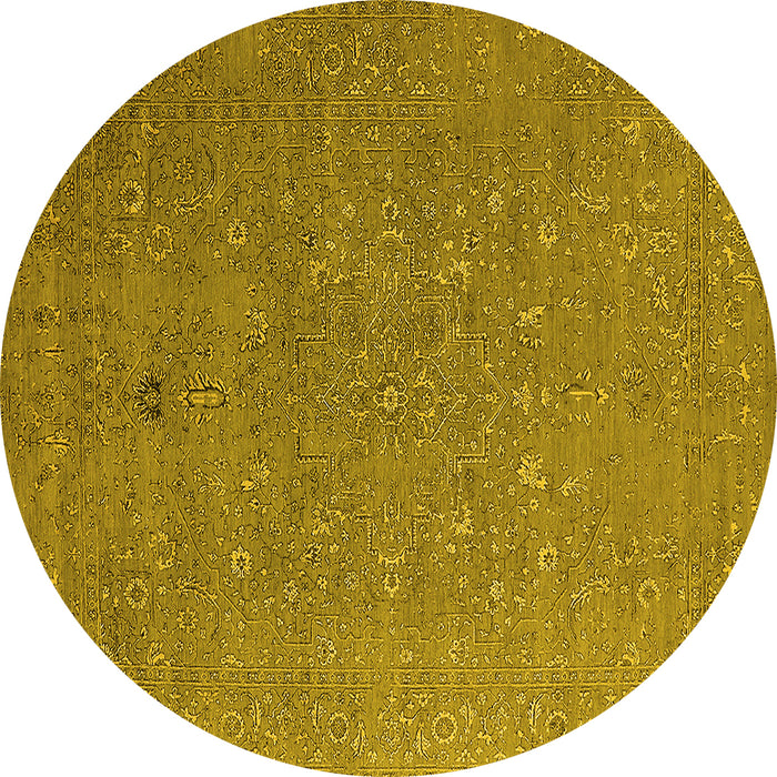 Round Oriental Yellow Industrial Rug, urb2561yw