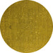 Round Oriental Yellow Industrial Rug, urb2561yw