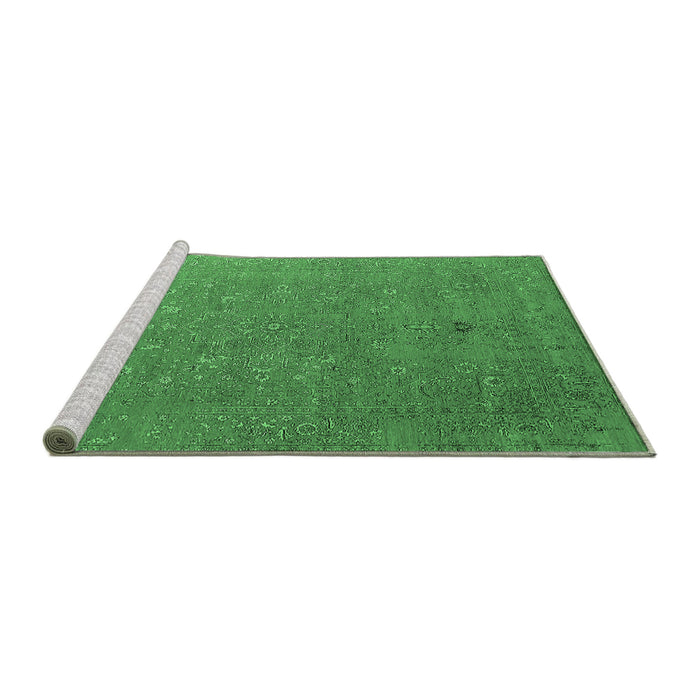 Sideview of Machine Washable Oriental Emerald Green Industrial Area Rugs, wshurb2561emgrn