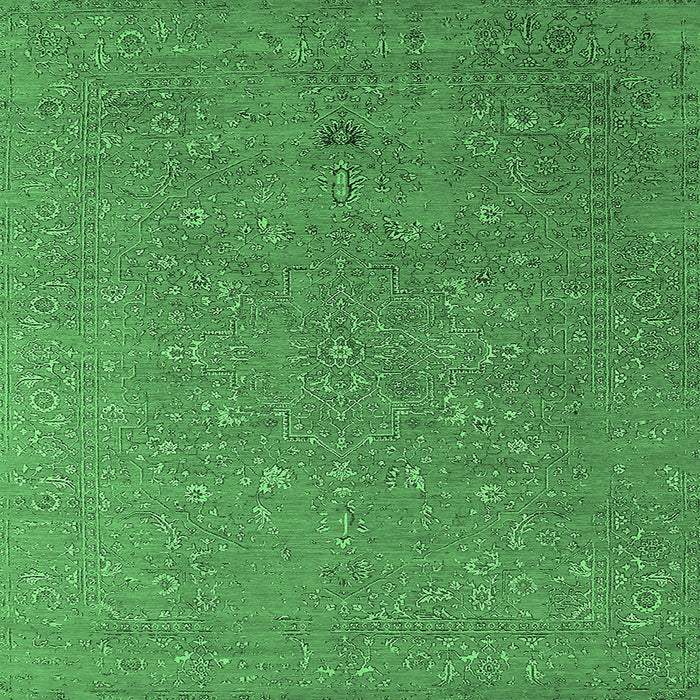 Square Oriental Emerald Green Industrial Rug, urb2561emgrn
