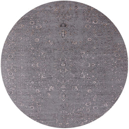 Round Machine Washable Industrial Modern Dark Gray Rug, wshurb2561