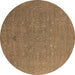 Round Oriental Brown Industrial Rug, urb2561brn