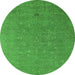 Round Oriental Green Industrial Rug, urb2561grn