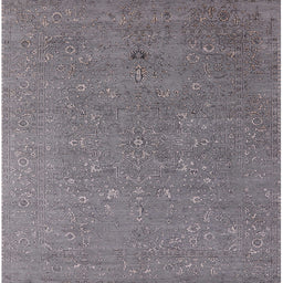 Square Mid-Century Modern Dark Gray Oriental Rug, urb2561