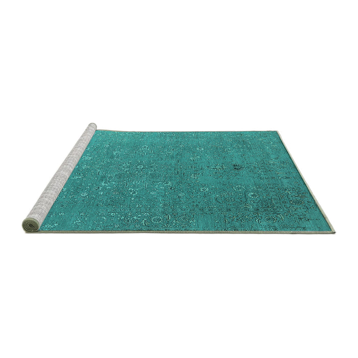 Sideview of Machine Washable Oriental Turquoise Industrial Area Rugs, wshurb2561turq