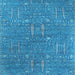 Square Machine Washable Oriental Light Blue Industrial Rug, wshurb2562lblu