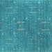 Square Machine Washable Oriental Turquoise Industrial Area Rugs, wshurb2562turq