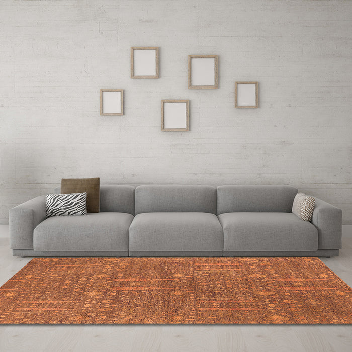 Machine Washable Oriental Orange Industrial Area Rugs in a Living Room, wshurb2562org