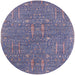 Round Mid-Century Modern Deep Purple Oriental Rug, urb2562