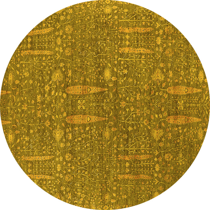 Round Oriental Yellow Industrial Rug, urb2562yw