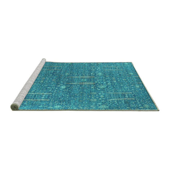 Sideview of Machine Washable Oriental Turquoise Industrial Area Rugs, wshurb2562turq