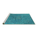 Sideview of Machine Washable Oriental Turquoise Industrial Area Rugs, wshurb2562turq