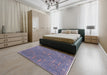 Mid-Century Modern Deep Purple Oriental Rug in a Bedroom, urb2562