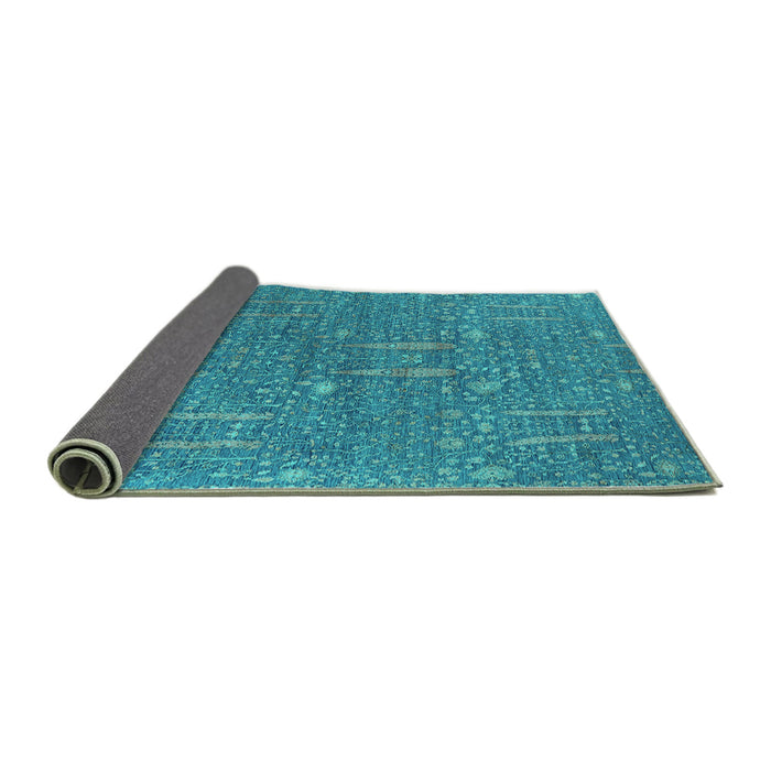 Sideview of Oriental Turquoise Industrial Rug, urb2562turq