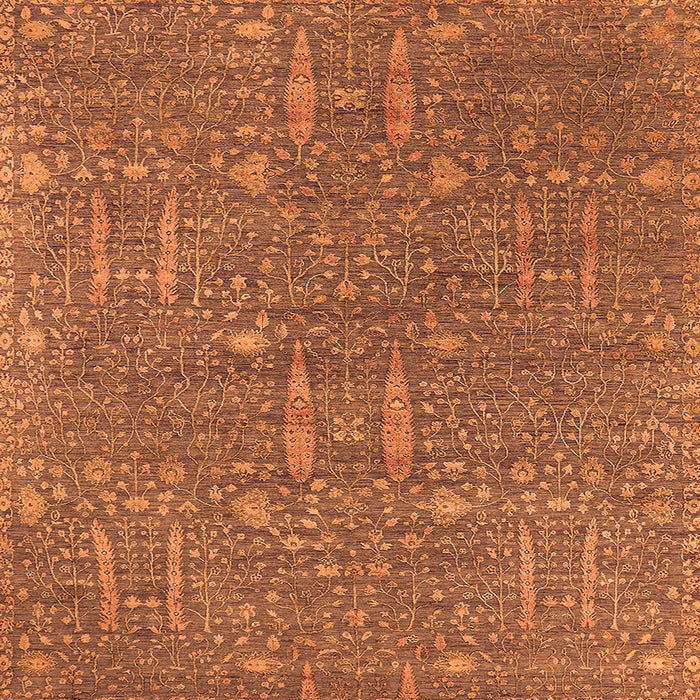 Square Machine Washable Oriental Orange Industrial Area Rugs, wshurb2562org
