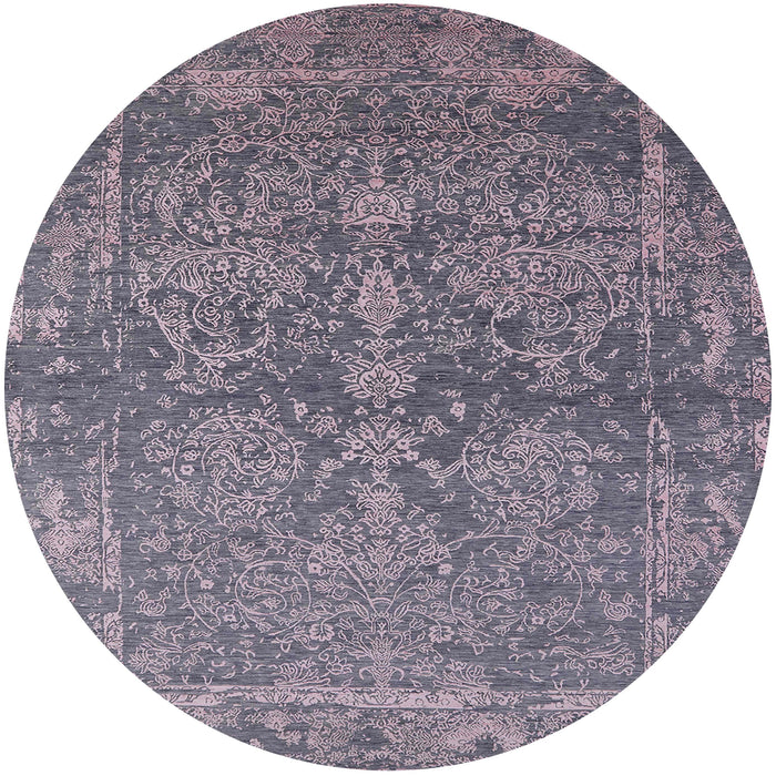 Round Mid-Century Modern Dark Gray Oriental Rug, urb2563