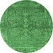 Round Oriental Emerald Green Industrial Rug, urb2563emgrn