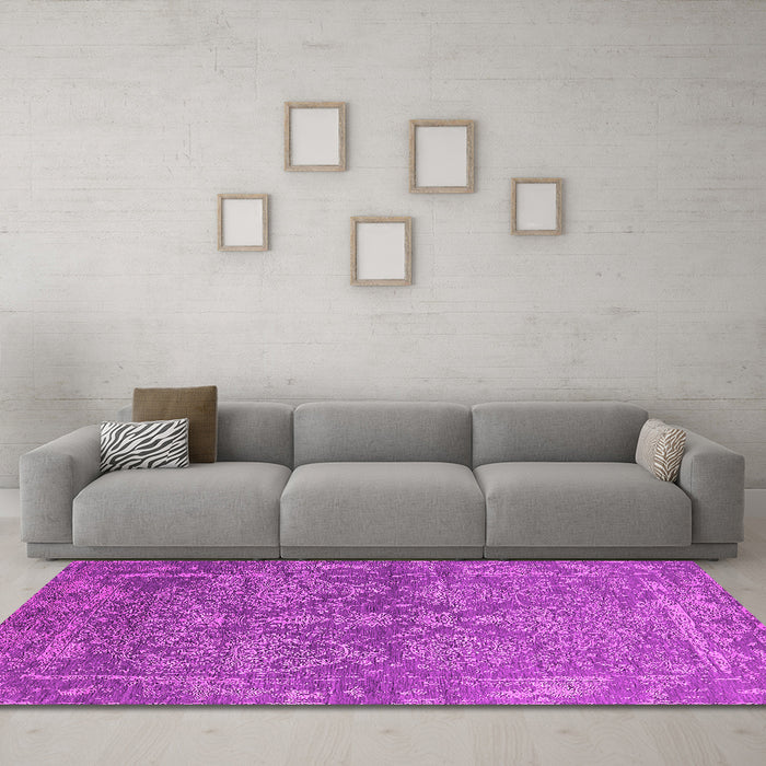 Machine Washable Oriental Pink Industrial Rug in a Living Room, wshurb2563pnk