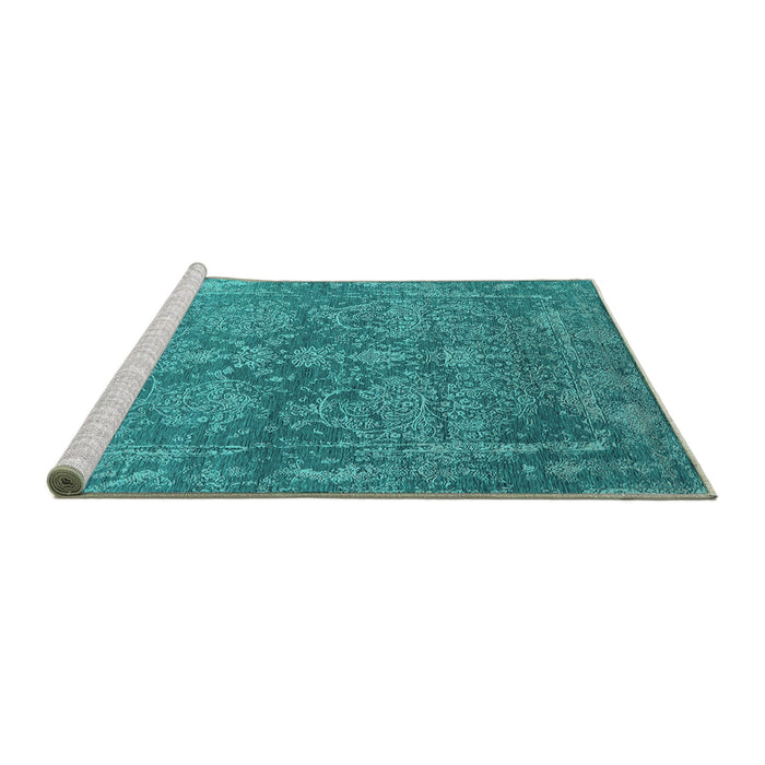 Sideview of Machine Washable Oriental Turquoise Industrial Area Rugs, wshurb2563turq