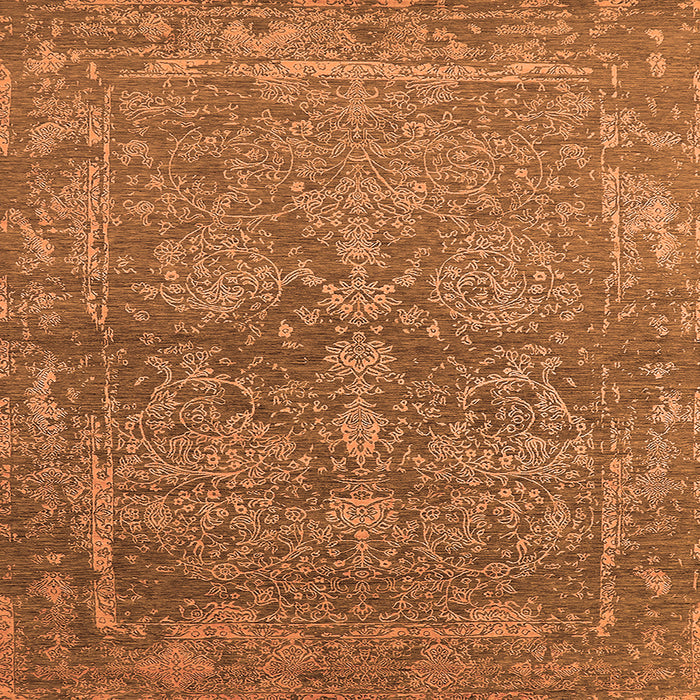 Square Machine Washable Oriental Orange Industrial Area Rugs, wshurb2563org