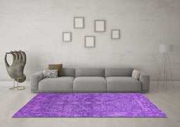 Machine Washable Oriental Purple Industrial Area Rugs in a Living Room, wshurb2563pur